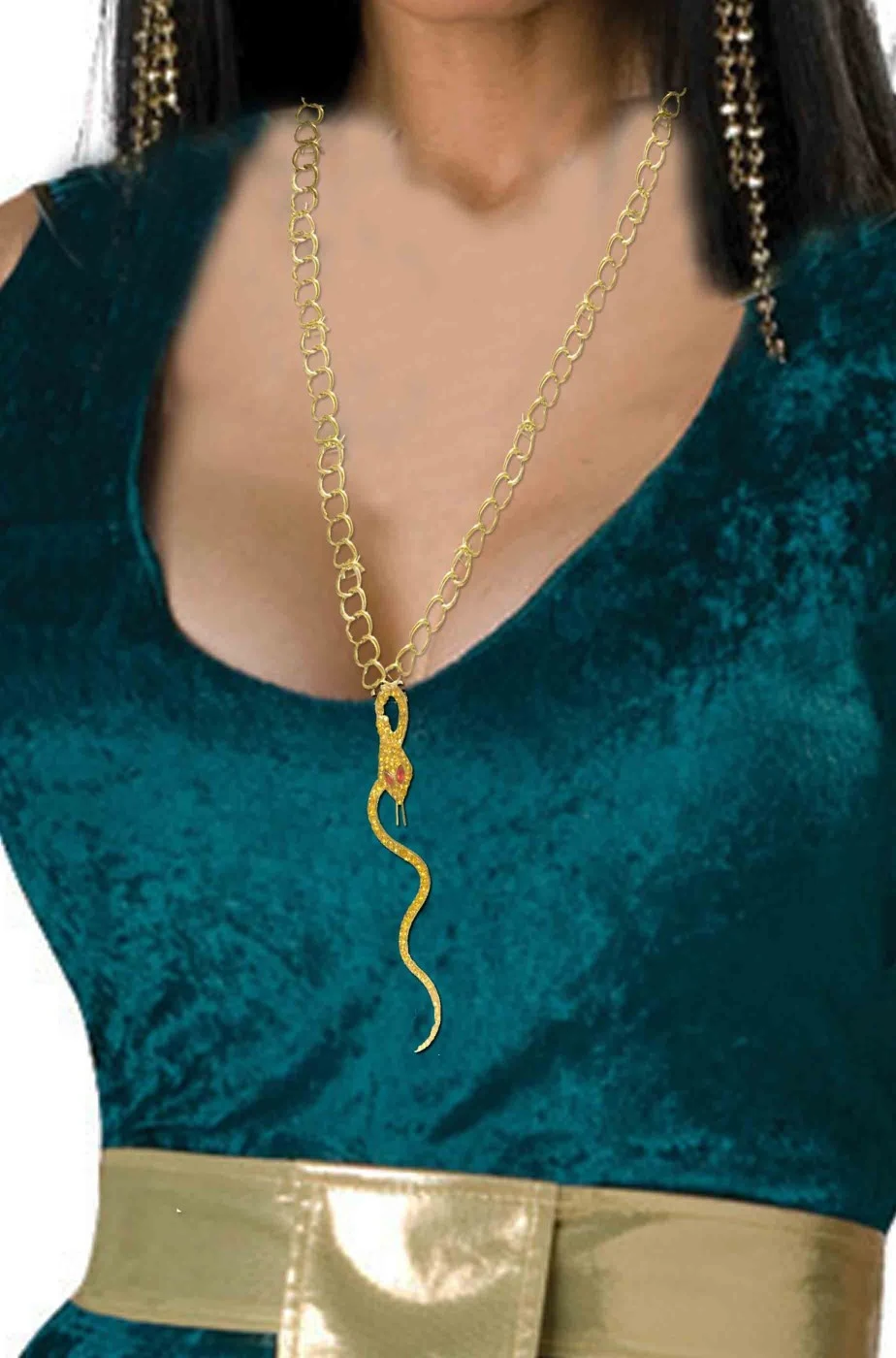 Collana Lunga Egiziana Cleopatra Con Pendente A Serpente - immagine 3