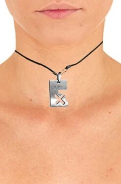Collana Girocollo In Caucciu' Con Ciondolo Acciaio X