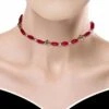 Collana Girocollo Rossa Con Perle Di Fiume Finte Rosse
