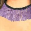 Collarino In Stoffa Con Frange Flapper Anni 20 Charleston Viola