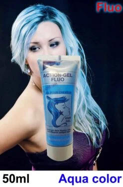 Trucco Teatrale Colore Gel Per Capelli Fluo 50 Ml Azzurro
