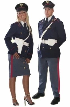 Coppia Di Costumi Divisa Da Poliziotto Italiano Uomo E Donna