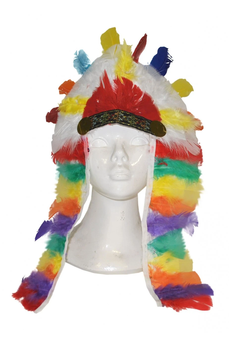 Copricapo Indiano Pellerossa Con Piume Taglia Bambino - immagine 2