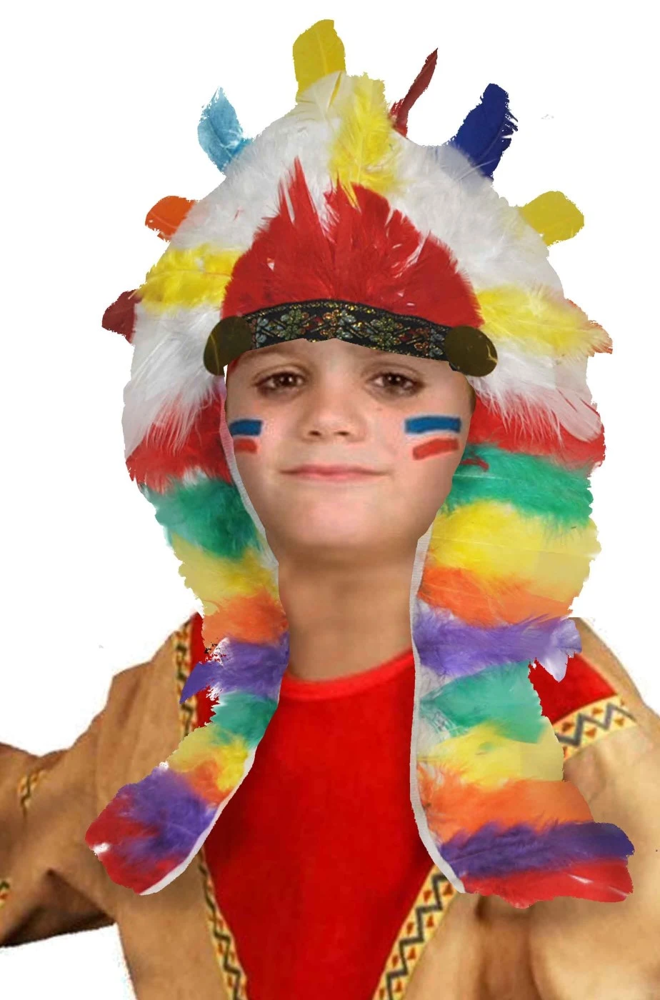 Copricapo Indiano Pellerossa Con Piume Taglia Bambino