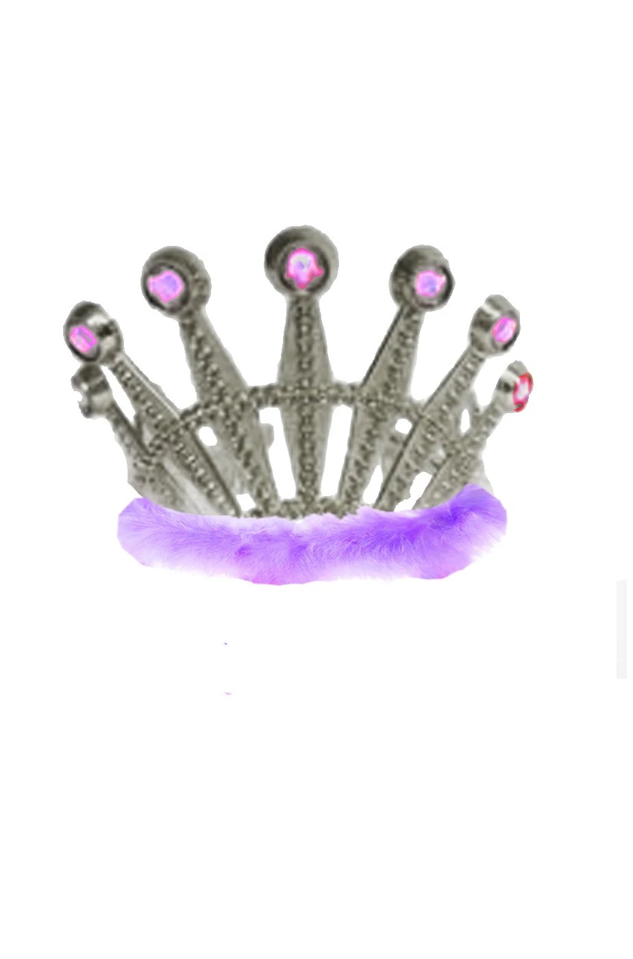 Smiffys Corona Principessa A Tiara Argento Con Marabou Viola