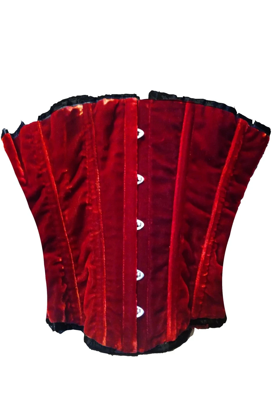 Corsetto Color Rosso Cremisi In Velluto Con Stecche - immagine 2