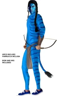Costume Avatar Uomo Con Arco E Parrucca