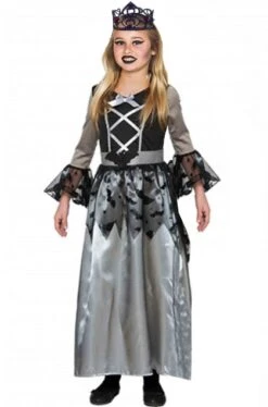 Costume Bambina Vampira Vittoriana Nera E Grigia