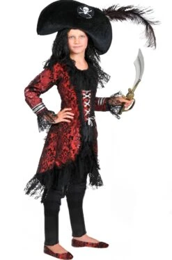 Costume Carnevale Bambina Pirata Corsara Rossa