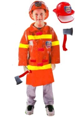 Costume Carnevale Bambino Pompiere Con Elmetto E Ascia