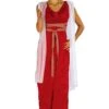 Costume Antica Romana O Dea Greca Lungo Rosso Afrodite
