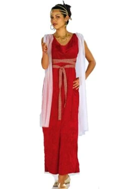 Costume Antica Romana O Dea Greca Lungo Rosso Afrodite