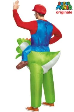 Disguise Costume Di Yoshi Gonfiabile Con Salopette Di Super Mario