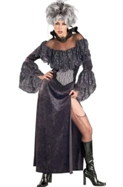 Costume Donna Vampira Nero Lungo Maniche Lunghe