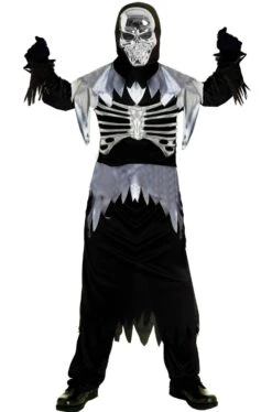 Costume Scheletro Riflettente In 3D Finto Metallo