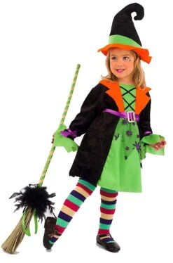 Costume Halloween Bambina Strega Alta Qualita' Non Cinese