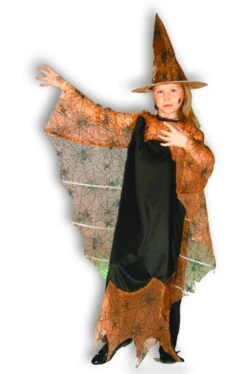 Costume Bambina Strega Arancione Elegante Lungo