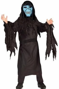 Costume Carnevale Bambino Teschio Blu Maschera Luminos Lampeggiante