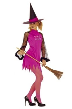 WIDMANN Costume Da Strega Rosa Corta Donna Adulta