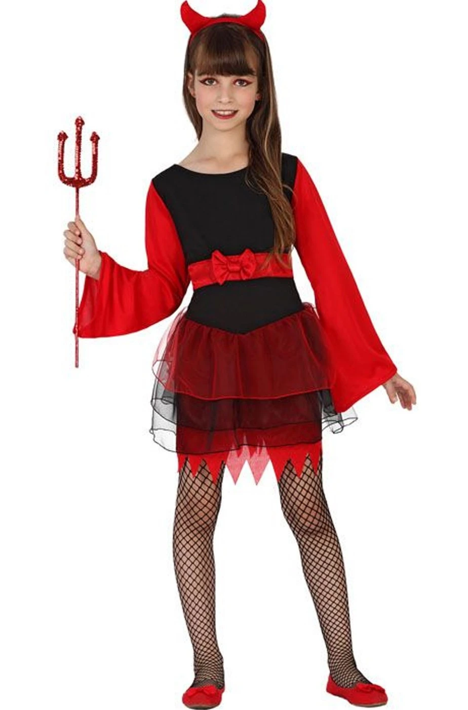 Costume Halloween Da Bambina Diavoletta Rossa E Nera
