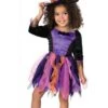 Costume Carnevale Bambina Strega Pipistrellina Nera E Viola