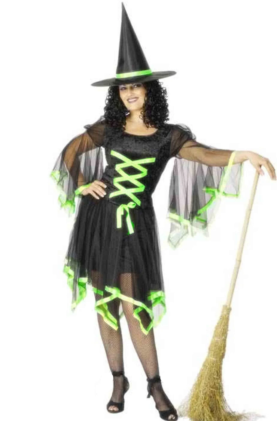 Smiffys Costume Donna Strega Classico Nero E Verde