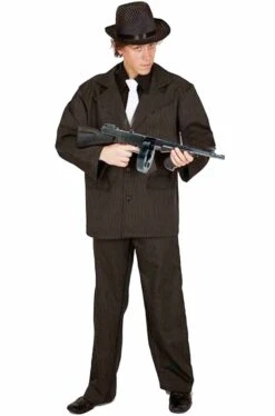 Costume Uomo Gangster Gessato Nero
