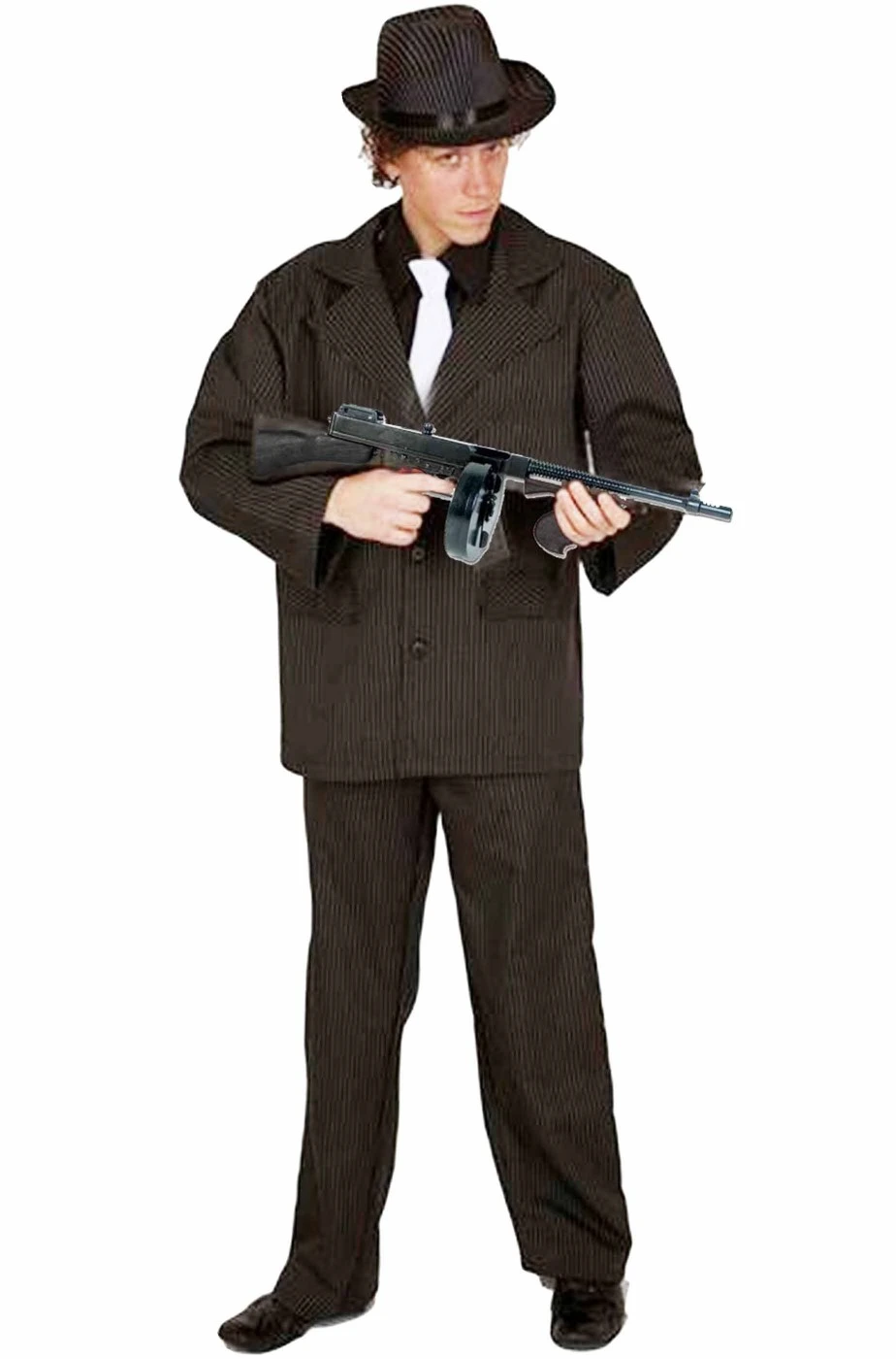 Costume Uomo Gangster Gessato Nero