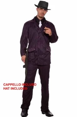 Costume Uomo Gangster Nero Con Cappello