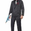 Smiffys Costume Uomo Gangster Nero Gessato A Righe Larghe