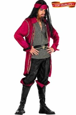 Costume Uomo Pirata Corsaro Rosso Dei Caraibi