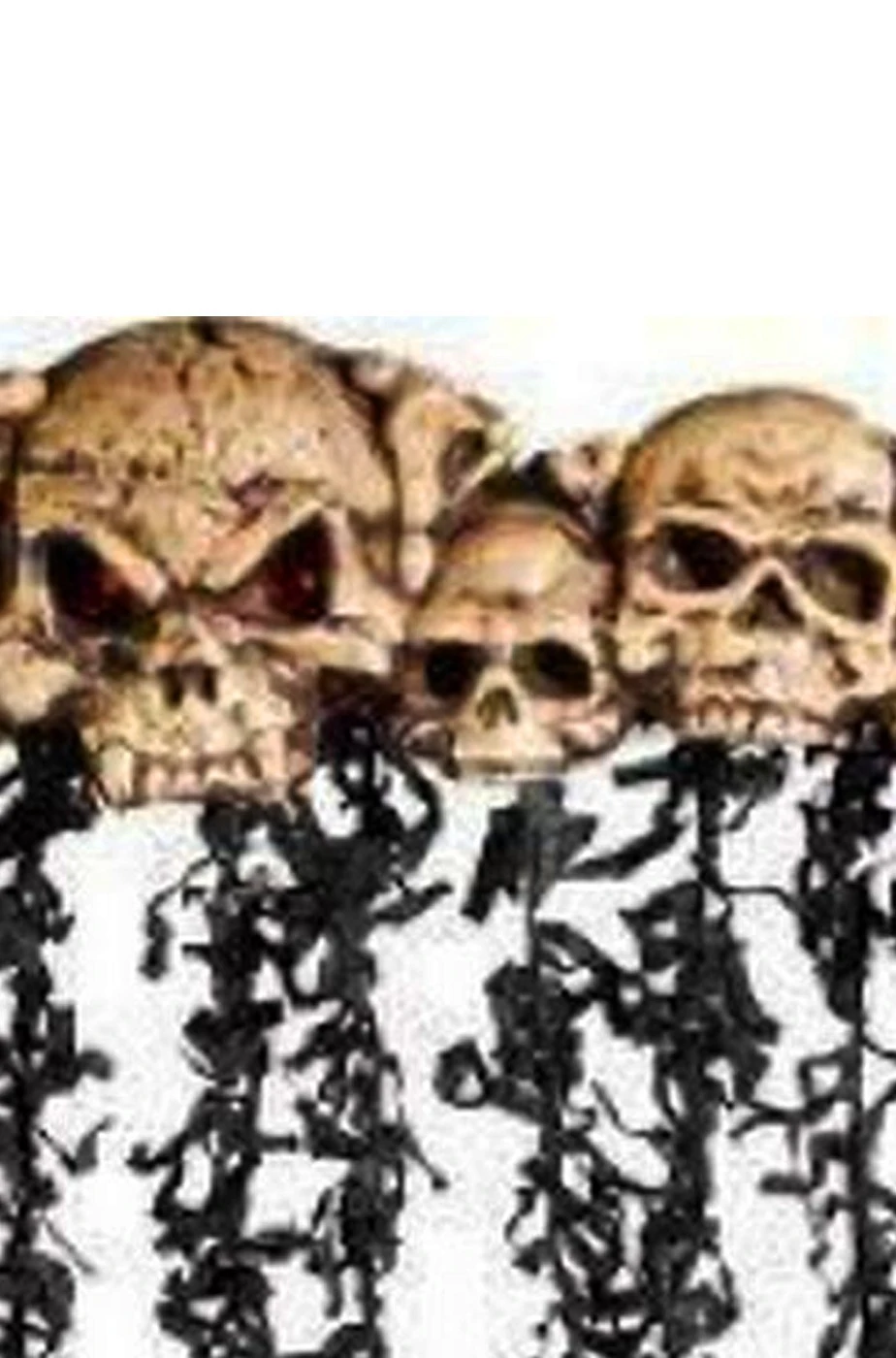 Decorazione Halloween Sovraporta Doortopper Con Teschi E Frange 3D Lungo 170cm - immagine 2