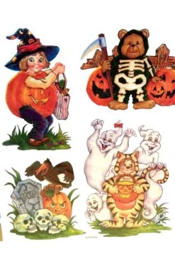 Decorazione Halloween Vetrofania Glitter 4 Personaggi