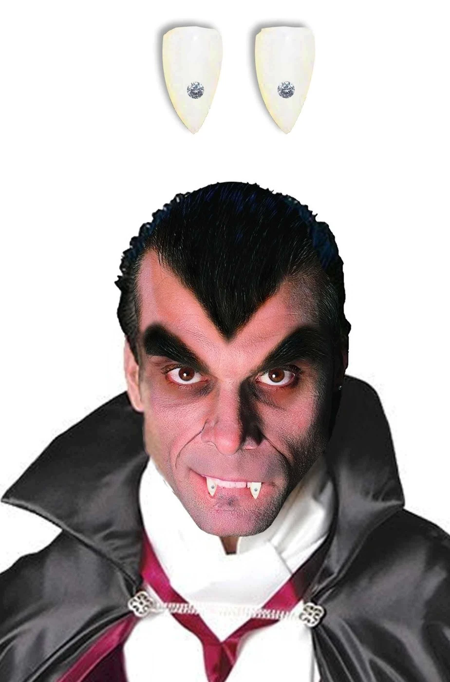 Denti Vampiro Canini Classici Bianchi Con Brillantino - immagine 2