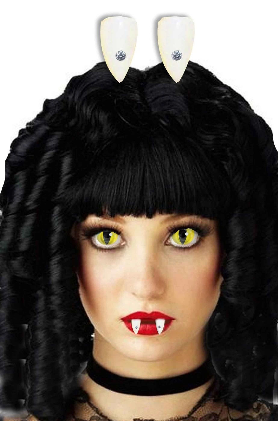 Denti Vampiro Canini Classici Bianchi Con Brillantino