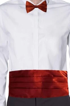 Fascia Da Vita A Fusciacca E Cravattino Papillon Per Smoking Di Raso Rosso Bordeaux