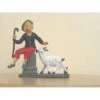 Figurina Presepe In Plastica (cm 10) Pastore Su Colonna Con Pecore