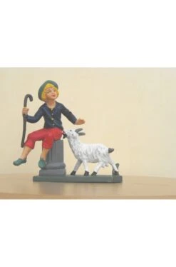 Figurina Presepe In Plastica (cm 10) Pastore Su Colonna Con Pecore