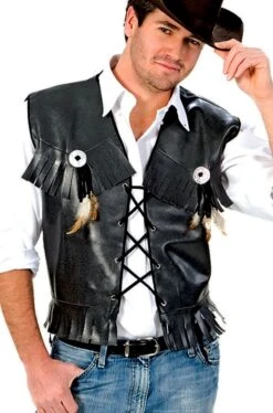 Smiffys Gilet In Similpelle Da Cowboy, Crocodile Dundee, Indiano, Biker