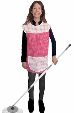 Grembiule Da Cameriera Rosso A Pois Bianchi Con Tascone