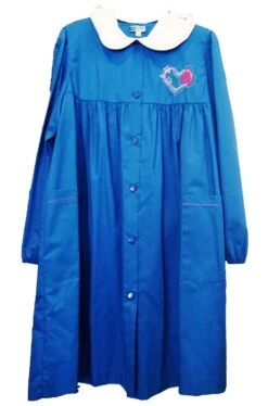 Grembiule Scuola Azzurro Bambina Colletto Bianco Con Ricamo