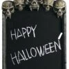 Lavagna Per Menu Ristorante Halloween A Forma Di Lapide Con Teschi Cm 52x35 Con Gessetti