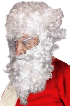 Maschera Babbo Natale Con Barba E Parrucca Argento