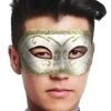Maschera Carnevale Stile Veneziano Con Bordature Color Oro