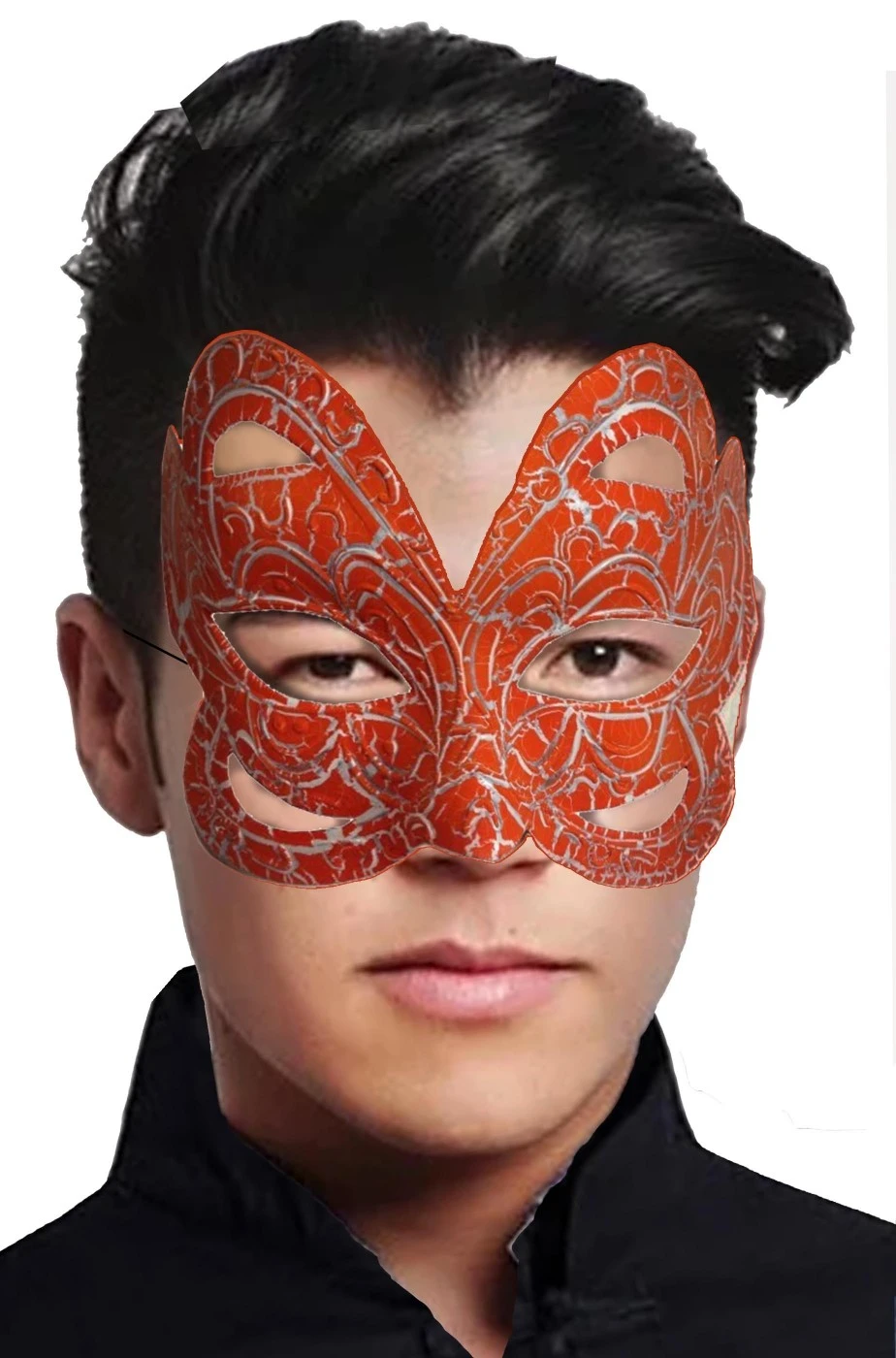 Maschera Stile Veneziano A Farfalla Arancione - immagine 2