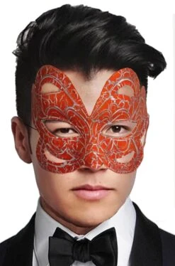 Maschera Stile Veneziano A Farfalla Arancione
