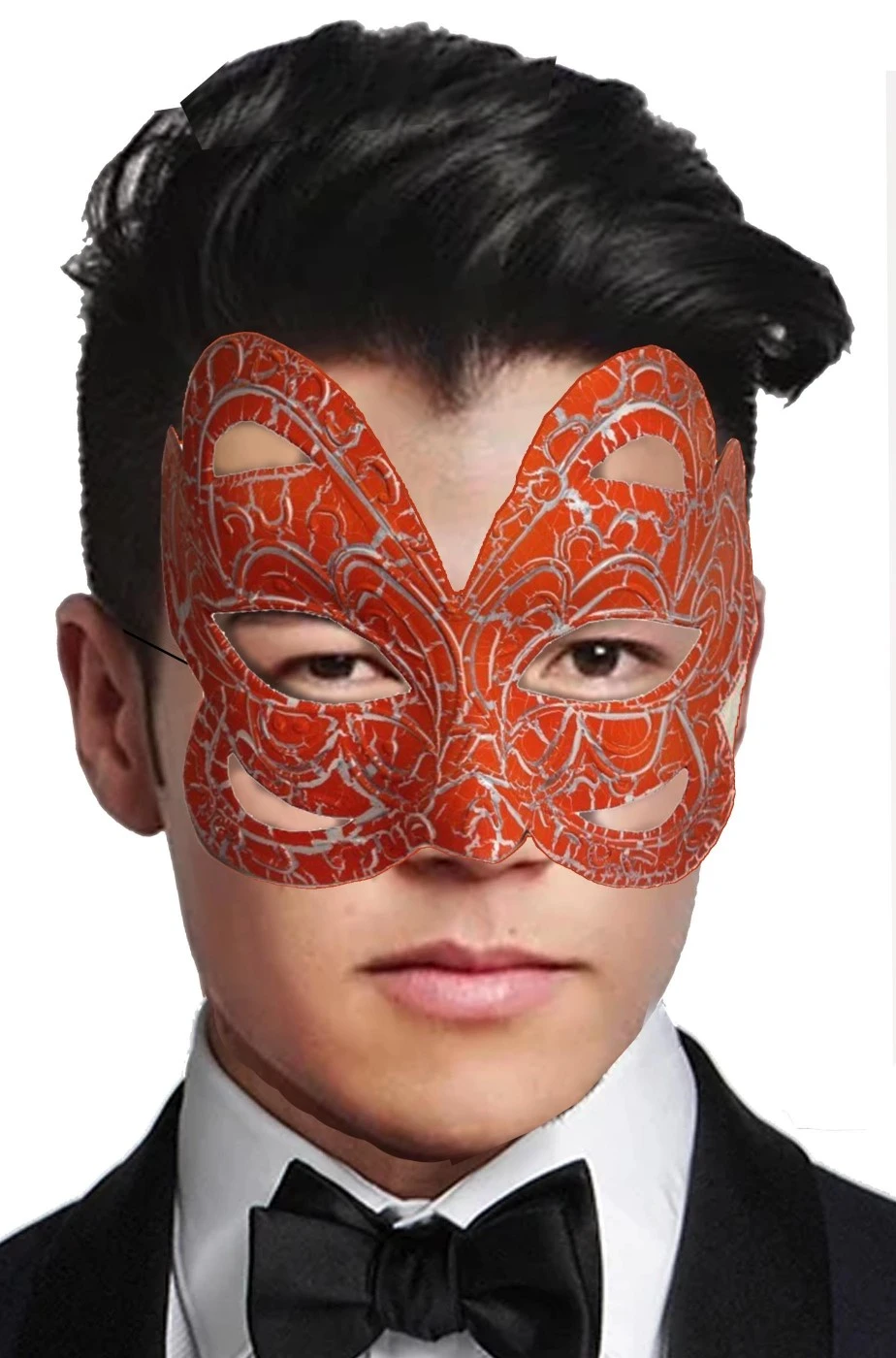 Maschera Stile Veneziano A Farfalla Arancione