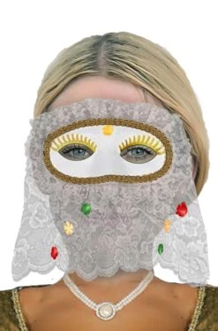 WIDMANN Maschera Stile Veneziano Bianca Con Pizzo