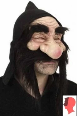 Maschera Da Nano In Gomma Con Cappuccio E Baffi