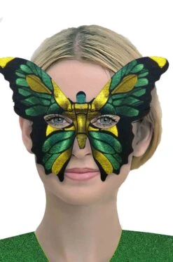 Maschera Di Carnevale Stile Veneziano Verde A Farfalla